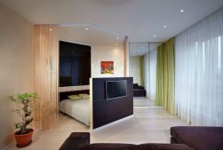 Идеи для дизайна интерьера гостиной, совмещенной со спальней
